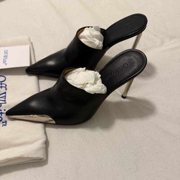 Off-White™ Allen Frame Pointed Mules in black leather size 36 (US 6)